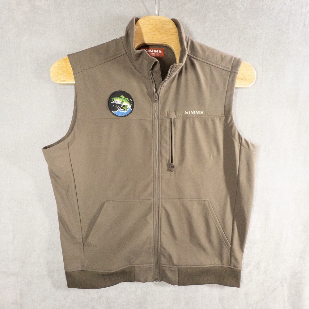 Simms Fishing Soft Shell Fleece Vest Mens XXL Full Zip Outdoors Gorpcore Bass
